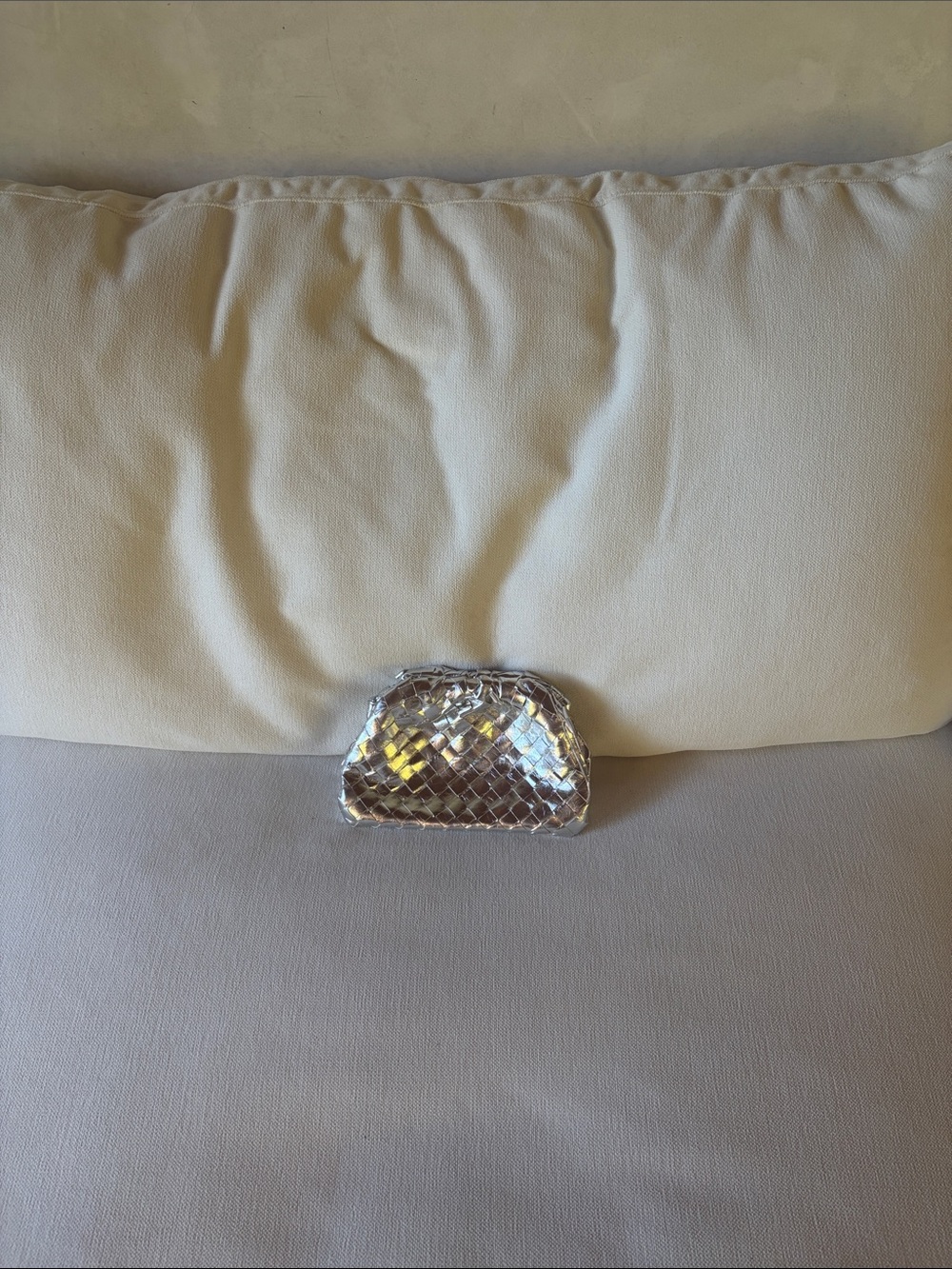 Silver Woven Clutch or Crossbody Purse - Women Accessories